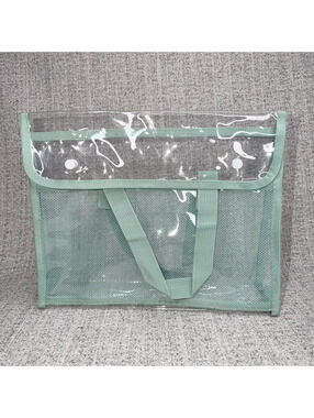 Clear Divided Craft Project Organizer Tote Bag Mint Green 12” Sewing Storage